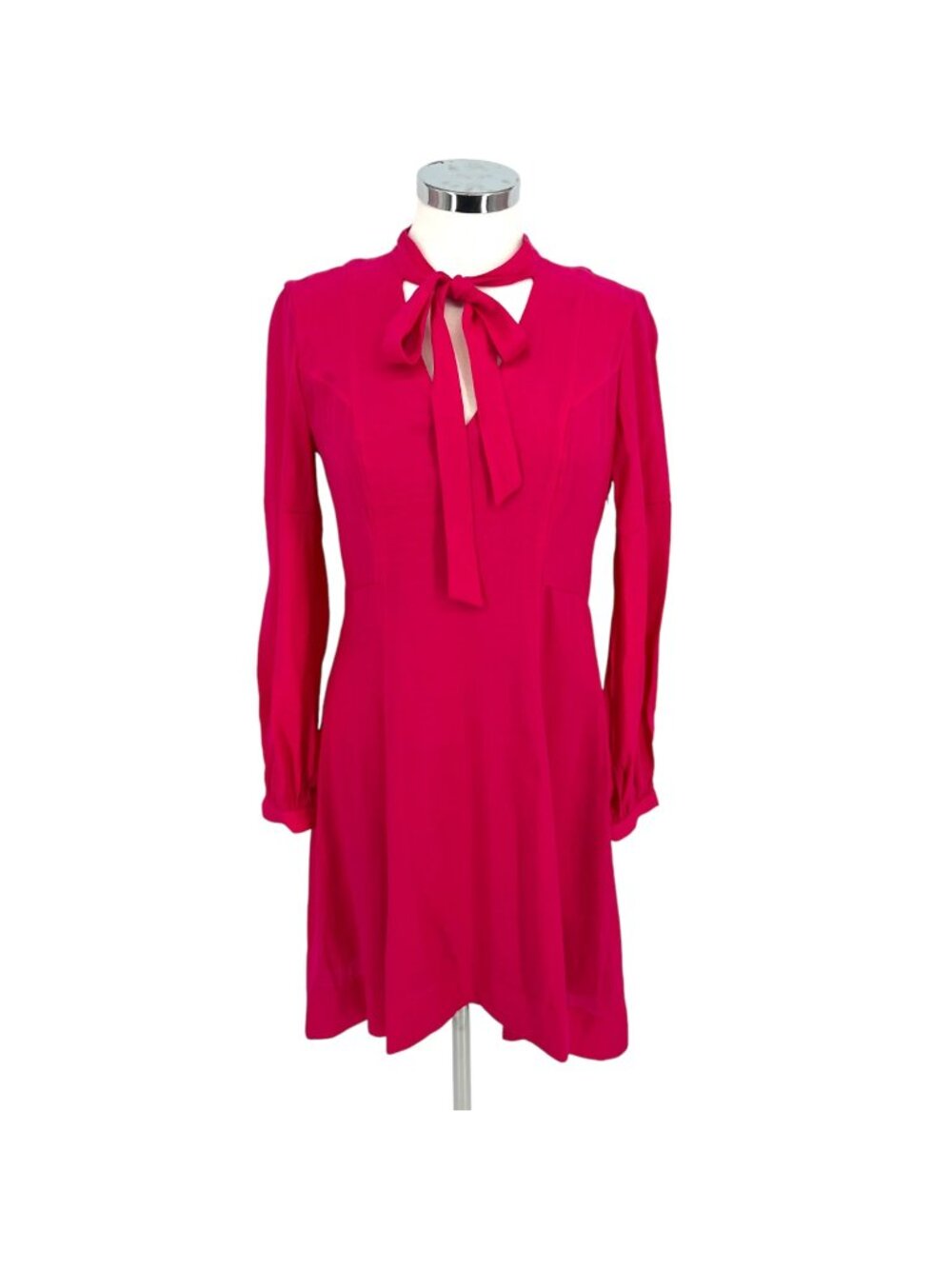 Moulinette Soeurs Anthropologie Gina Pink Bow-Tie Dress Long Sleeve Size 6